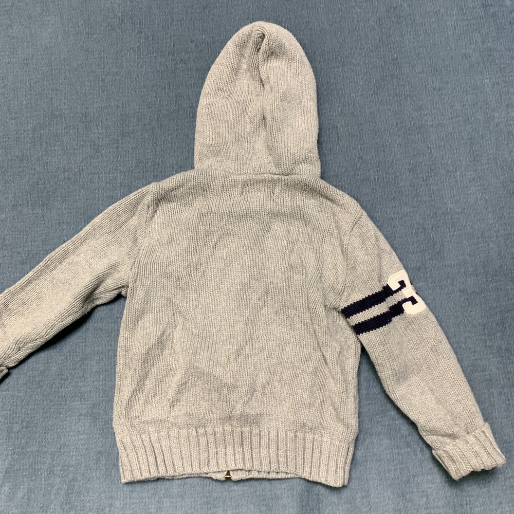 Polo Ralph Lauren Sweater Boys 24M Gray Embroidered Pony Logo Hooded Full Zip - Picture 10 of 14